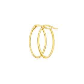 9ct+Gold+Square+Tube+Oval+Hoop+Earrings