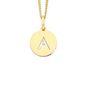 9ct-Gold-Initial-A-Sanserif-Round-Disc-Pendant on sale