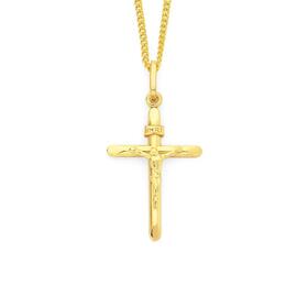 9ct+Gold+24mm+Crucifix+%27Inri%27+Cross+Pendant