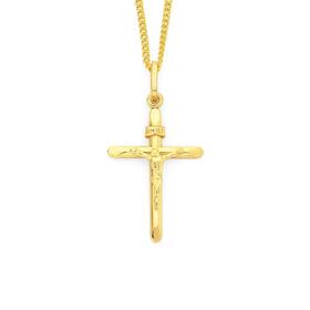 9ct-Gold-24mm-Crucifix-Inri-Cross-Pendant on sale
