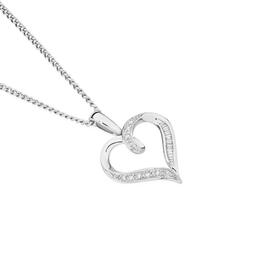 9ct+White+Gold+Diamond+Open+Heart+Pendant