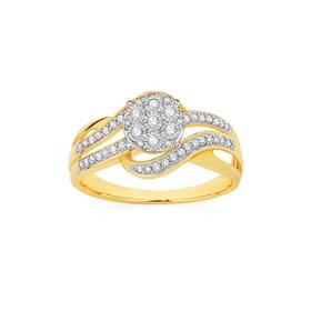 9ct+Gold+Diamond+Miracle+Wrap+Ring