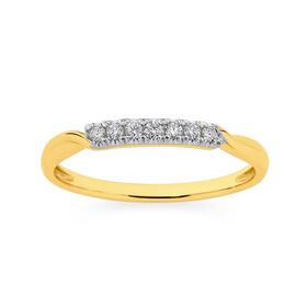 9ct+Gold+Diamond+Claw+Band