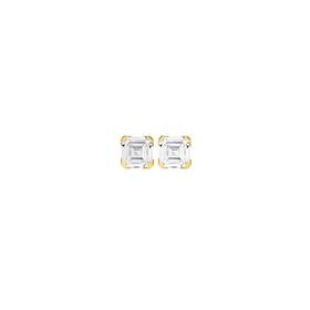 9ct-Gold-Cubic-Zirconia-Asscher-Cut-Claw-Stud-Earrings on sale
