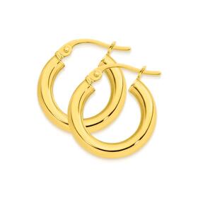 9ct-Gold-3x10mm-Polished-Hoop-Earrings on sale