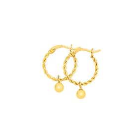 9ct-Gold-Ball-Drop-Twist-Hoop-Earrings on sale