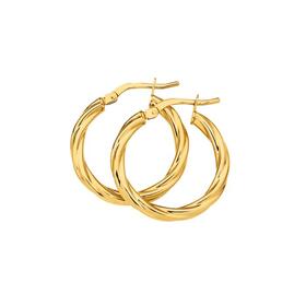 9ct-Gold-25x15mm-Twist-Hoop-Earrings on sale
