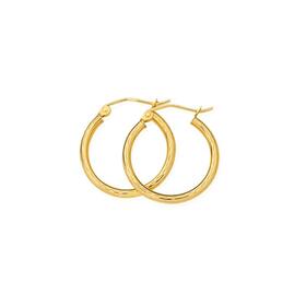 9ct-Gold-2x15mm-Diamond-cut-Hoop-Earrings on sale