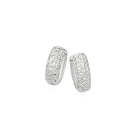 Silver-13mm-Fancy-Dia-Cut-Half-Round-Hoop-Earrings on sale