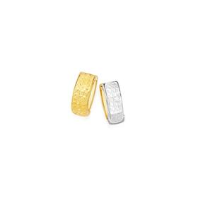9ct-Gold-Two-Tone-10mm-Reversible-Huggie-Earrings on sale