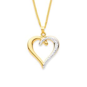 9ct+Gold+Two+Tone+Heart+Pendant