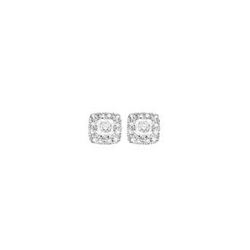 9ct+White+Gold+Diamond+Square+Stud+Earrings