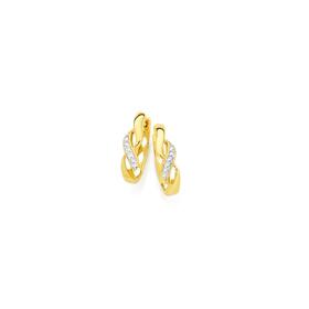 9ct+Gold+Diamond+Infinity+Huggie+Earrings