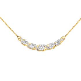 9ct+Gold+Diamond+Cluster+Hugs+%26+Kisses+Necklet