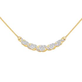 9ct-Gold-Diamond-Cluster-Hugs-Kisses-Necklet on sale