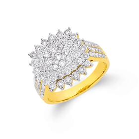 9ct+Two+Tone+Gold+Diamond+Cushion+Ring