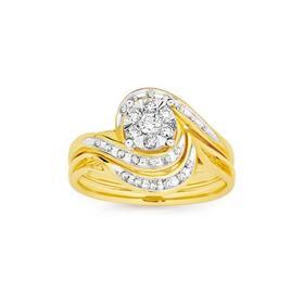 9ct+Gold+Diamond+Bridal+Set