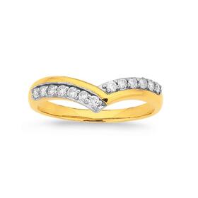 9ct+Gold+Diamond+Curved+Band