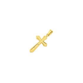 9ct+Gold+16mm+Diamond-Cut+Flute+Cross+Pendant