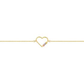9ct-Gold-19cm-3-Tone-Dia-cut-Beaded-Open-Heart-Bracelet on sale