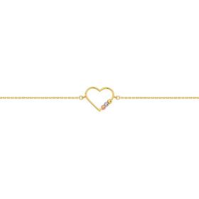 9ct-Gold-19cm-3-Tone-Dia-cut-Beaded-Open-Heart-Bracelet on sale