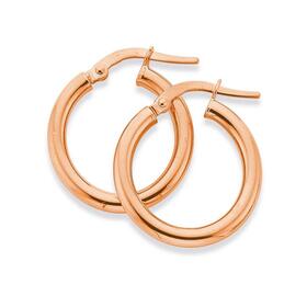 9ct+Rose+Gold+2.5x15mm+Polished+Hoop+Earrings