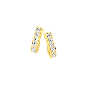 9ct+Gold+Cubic+Zirconia+Huggie+Earrings