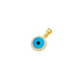 9ct+Gold+Cubic+Zirconia+Evil+Eye+Pendant