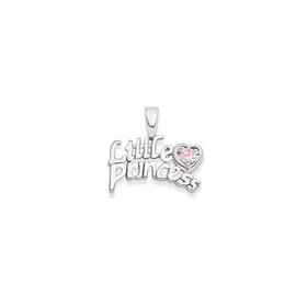 Silver+Pink+Cubic+Zirconia+Little+Princess+Pendant