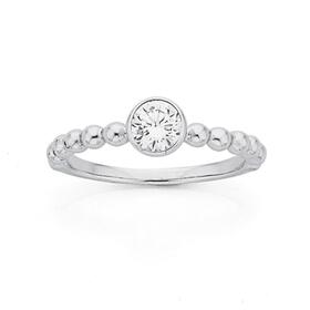 Sterling+Silver+Round+Bezel+Cubic+Zirconia+Friendship+Ring