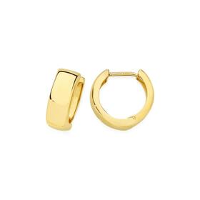 9ct+Gold+10mm+Polished+Huggie+Earrings