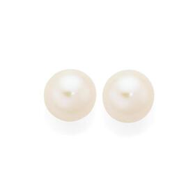 9ct+Gold+Cultured+Freshwater+Pearl+Stud+Earrings