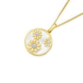 9ct-Gold-Mother-of-Pearl-Triple-Sunflower-Enhancer on sale