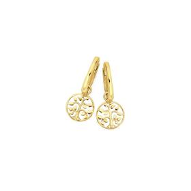 9ct-Gold-Tree-of-Life-Drop-Huggie-Earrings on sale