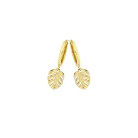 9ct-Gold-9mm-Leaf-Drop-Huggie-Earrings on sale