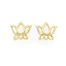 9ct+Lotus+Flower+Stud+Earrings