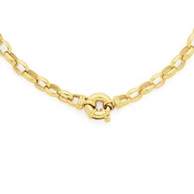 9ct+Gold+48cm+Solid+Belcher+Bolt+Ring+Necklet