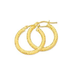 9ct+Gold+15mm+Diamond-Cut+Hoop+Earrings