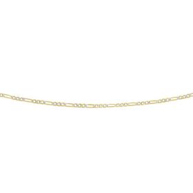 9ct+Gold+Two+Tone+45cm+Solid+Figaro+3%2B1+Chain