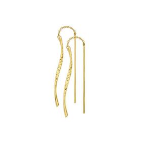 9ct+Gold+Diamond-Cut+Twist+Bar+Thread+Through+Earrings