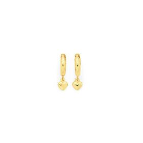 9ct-Gold-on-Silver-Heart-Drop-Huggie-Earrings on sale