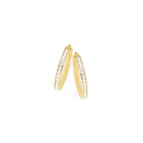 9ct-Gold-on-Silver-Cubic-Zirconia-Oval-Hoop-Earrings on sale