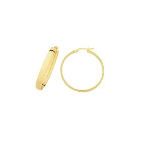 9ct+Gold+on+Silver+30mm+Half+Round+Hoop+Earrings