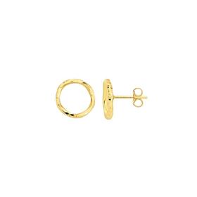 9ct+Gold+12mm+Twist+Open+Circle+Stud+Earrings