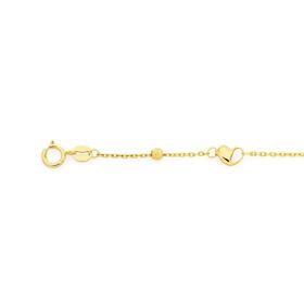 9ct-Gold-Multi-Hearts-Diamond-Cut-Beads-Trace-Bracelet on sale