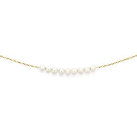 9ct+Gold+45cm+Cultured+Fresh+Water+Pearl+Necklace+with+Chain