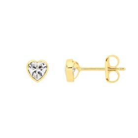 9ct-Gold-Cubic-Zirconia-Heart-Stud-Earrings on sale