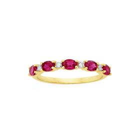 9ct+Gold+Created+Ruby+%26amp%3B+Diamond+Anniversary+Band