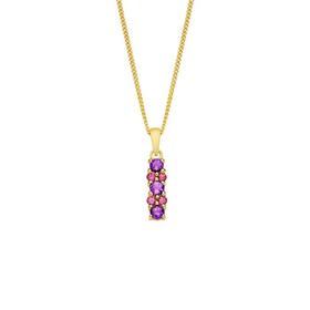 9ct+Gold+Amethyst%2FRhodolite+Bar+Pendant