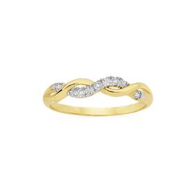 9ct+Gold+Diamond+Twist+Ring